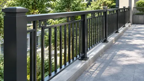 Railing logam hitam di teras