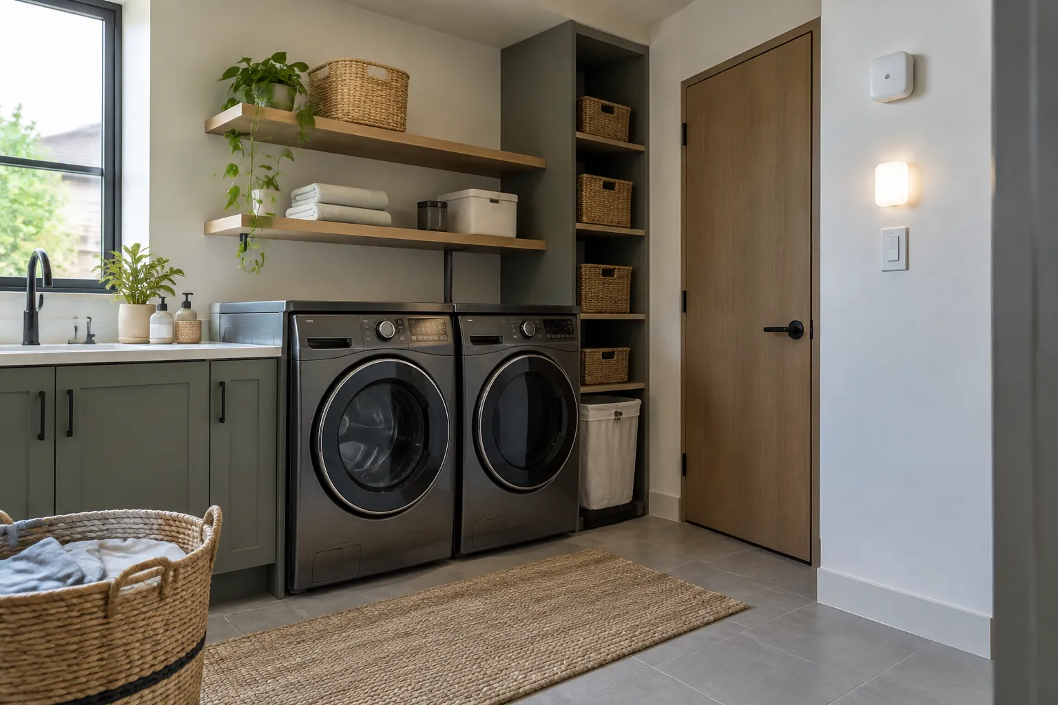 Perangkat pada dinding ruang laundry.