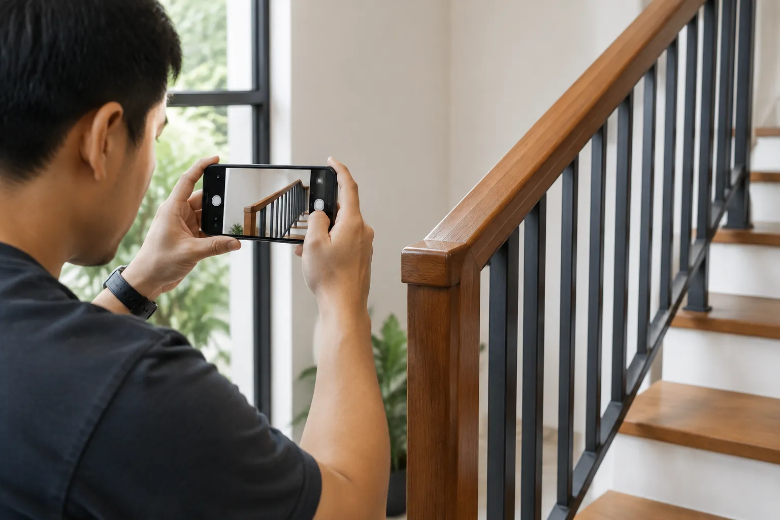 Memotret railing.