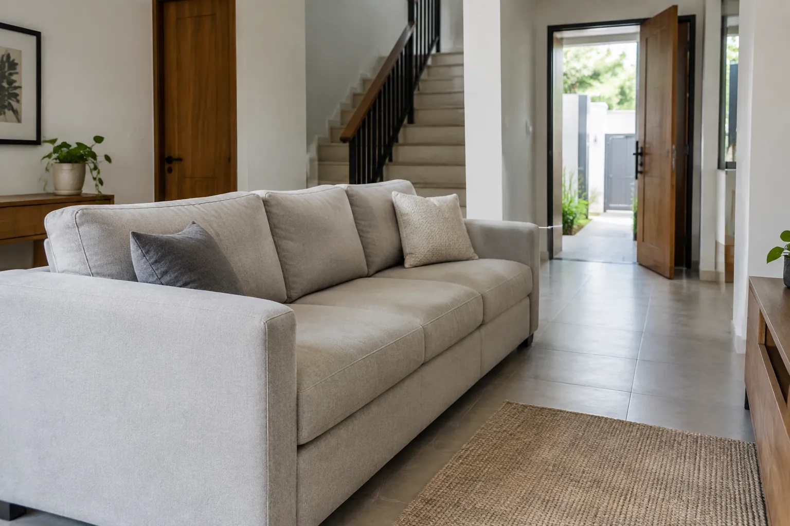 Sofa di depan tangga.