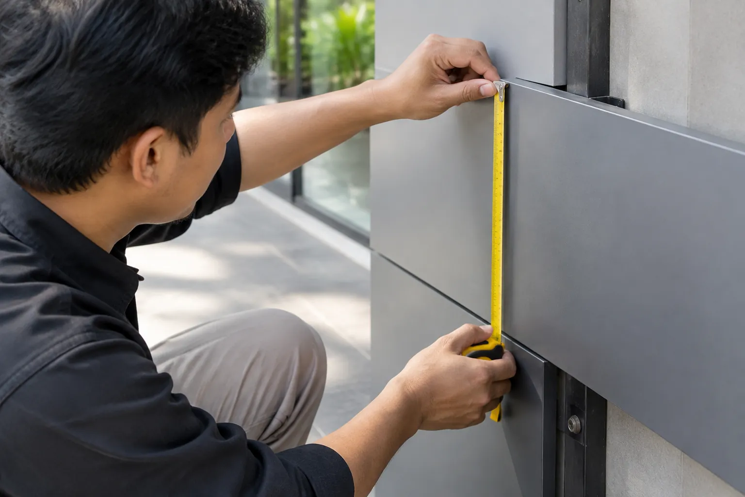 Pita ukur pada panel.