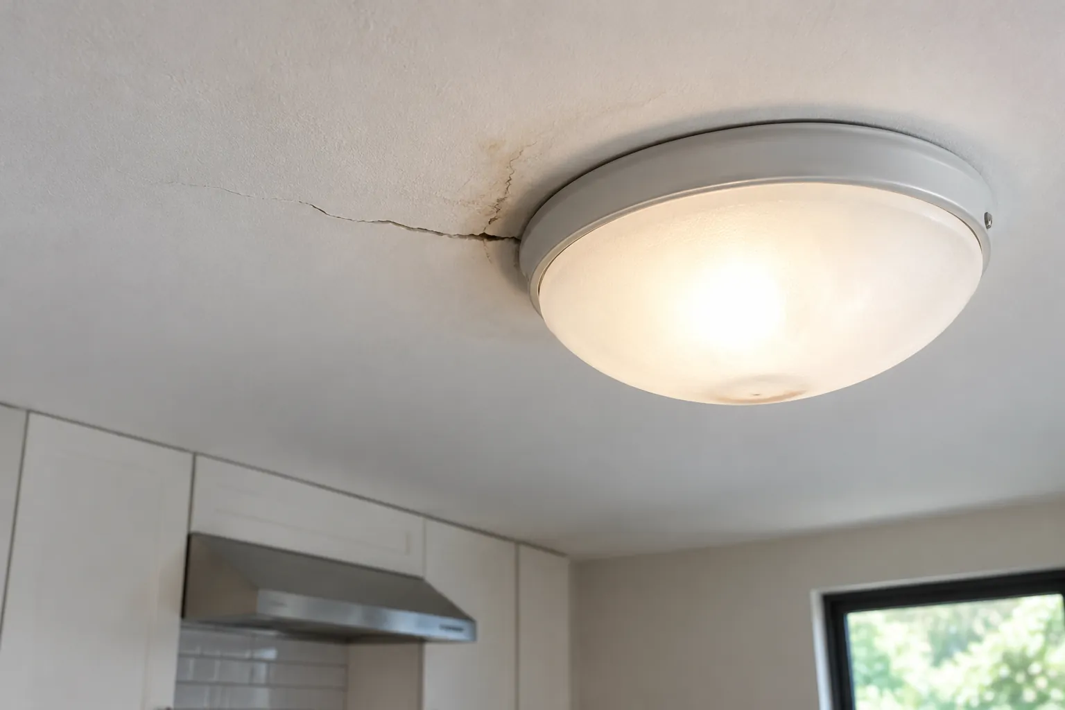 Bercak pada plafon di sekitar lampu