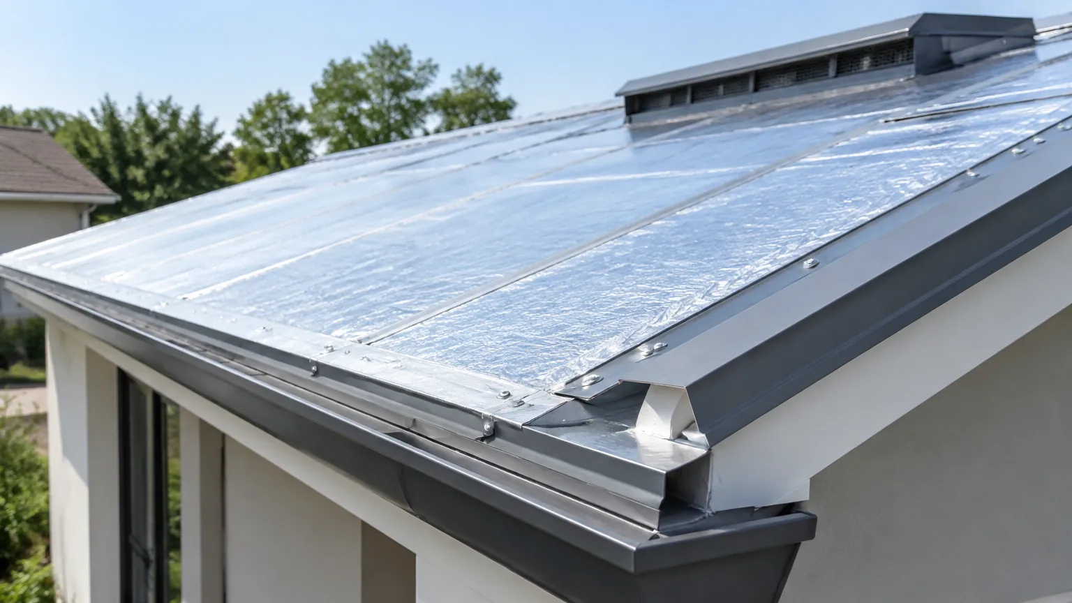 Panel surya terpasang pada bidang atap miring rumah