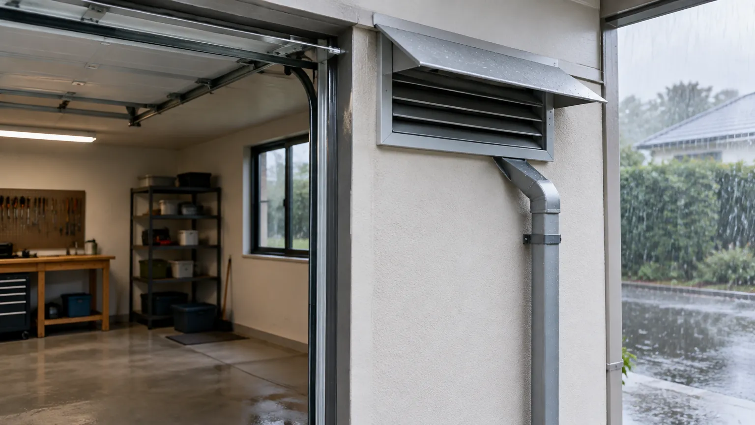 Kisi ventilasi garasi terlindung saat hujan