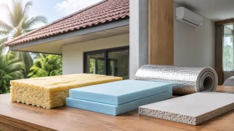 Beberapa contoh bahan insulasi di luar dekat rumah