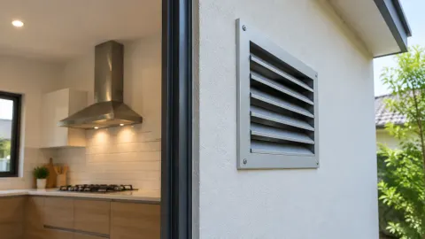 Kisi ventilasi terpasang pada dinding luar dapur