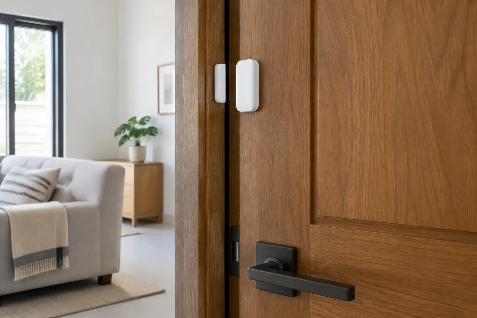 Sensor kontak dipasang pada tepi daun dan kusen pintu