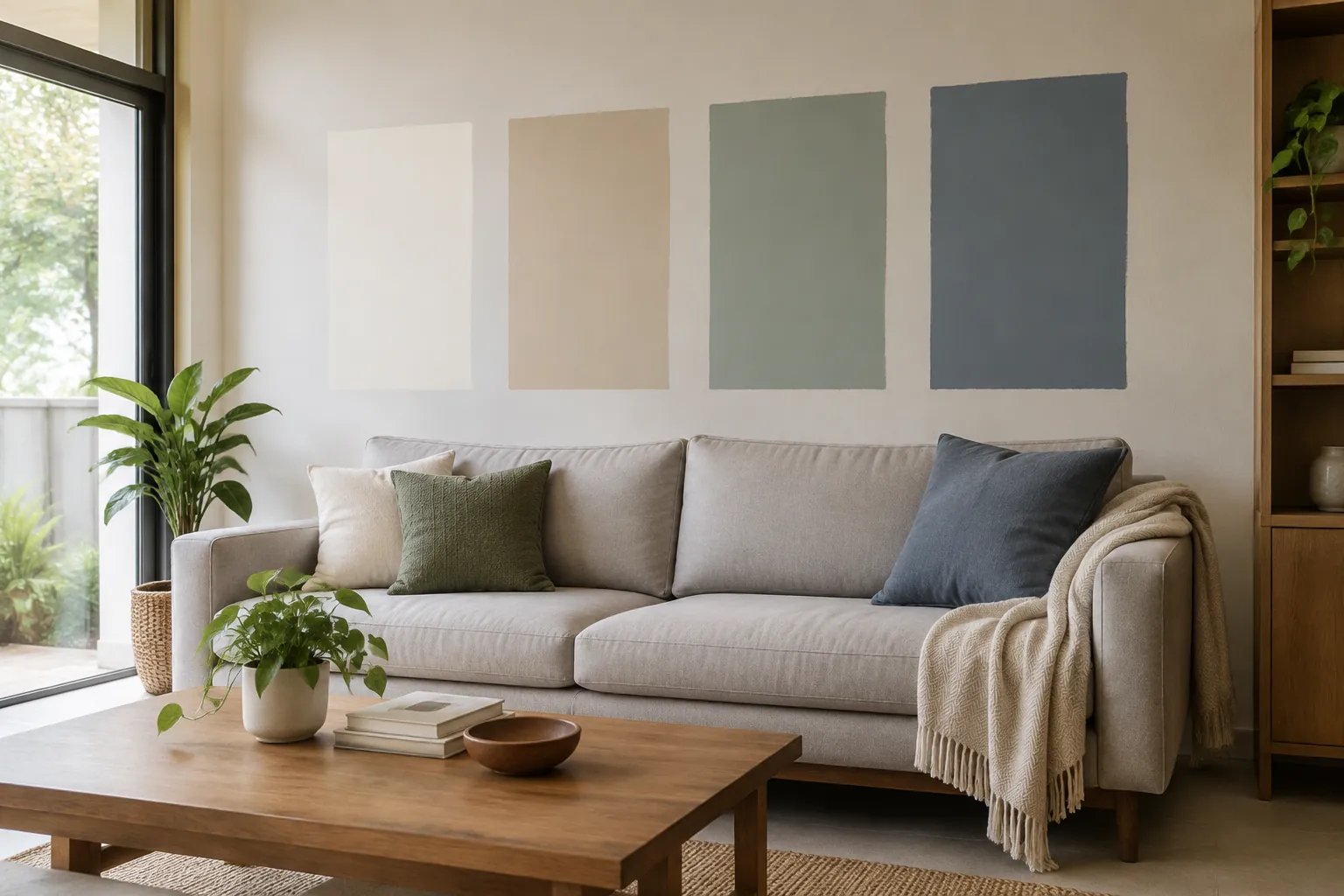 Contoh warna cat di dinding atas sofa