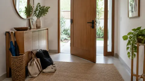 Foyer dengan tas dan barang di dekat pintu