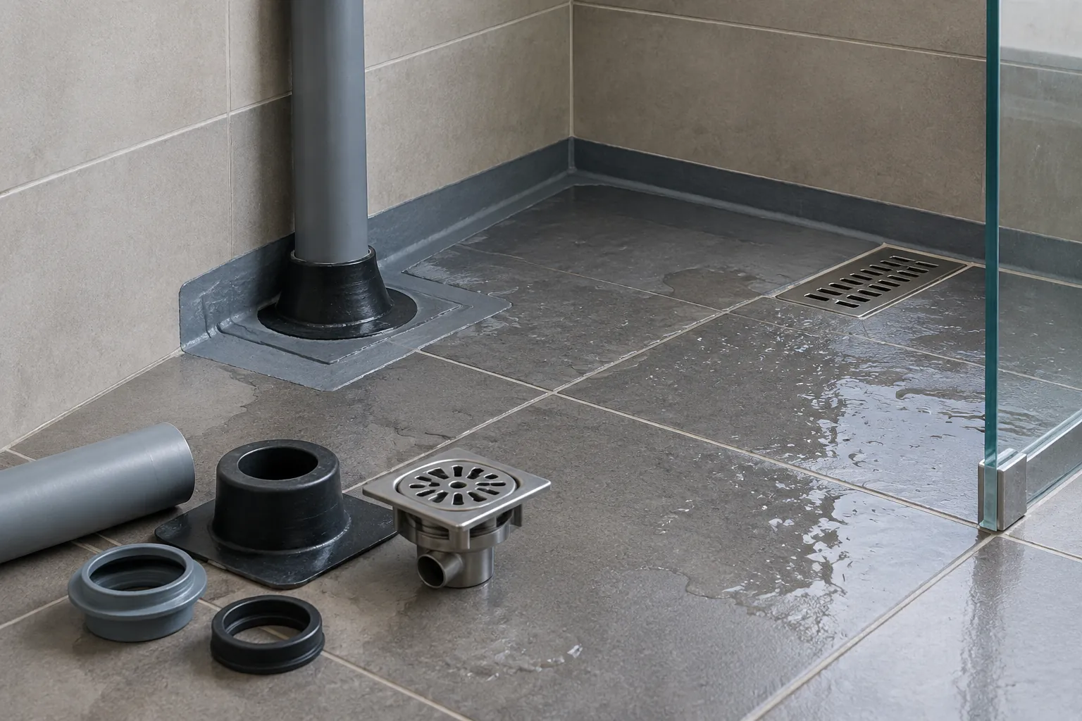 Komponen drainase pada lantai kamar mandi