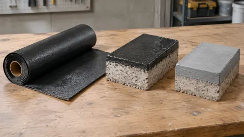 Sampel membran dan balok pelapis waterproofing