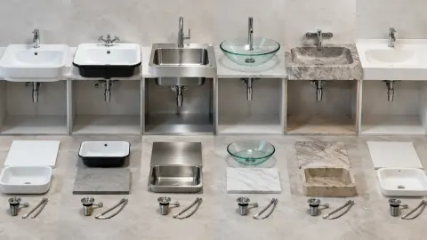 Deretan model wastafel dari berbagai material