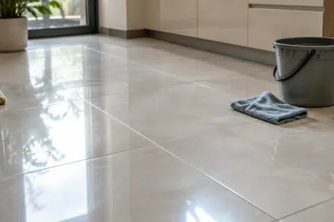 Adegan membersihkan lantai.