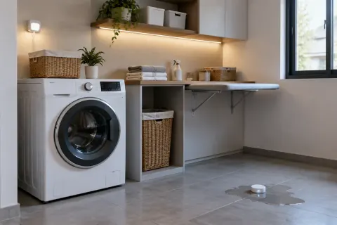 Air di lantai laundry.