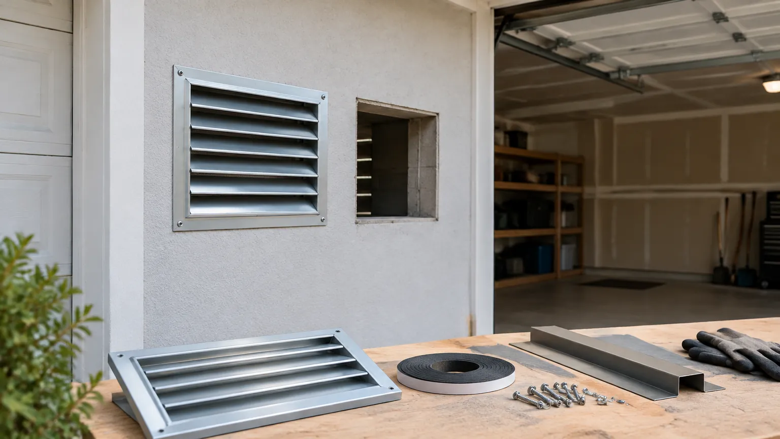 Kisi ventilasi dan bahan pemasangan pada dinding garasi
