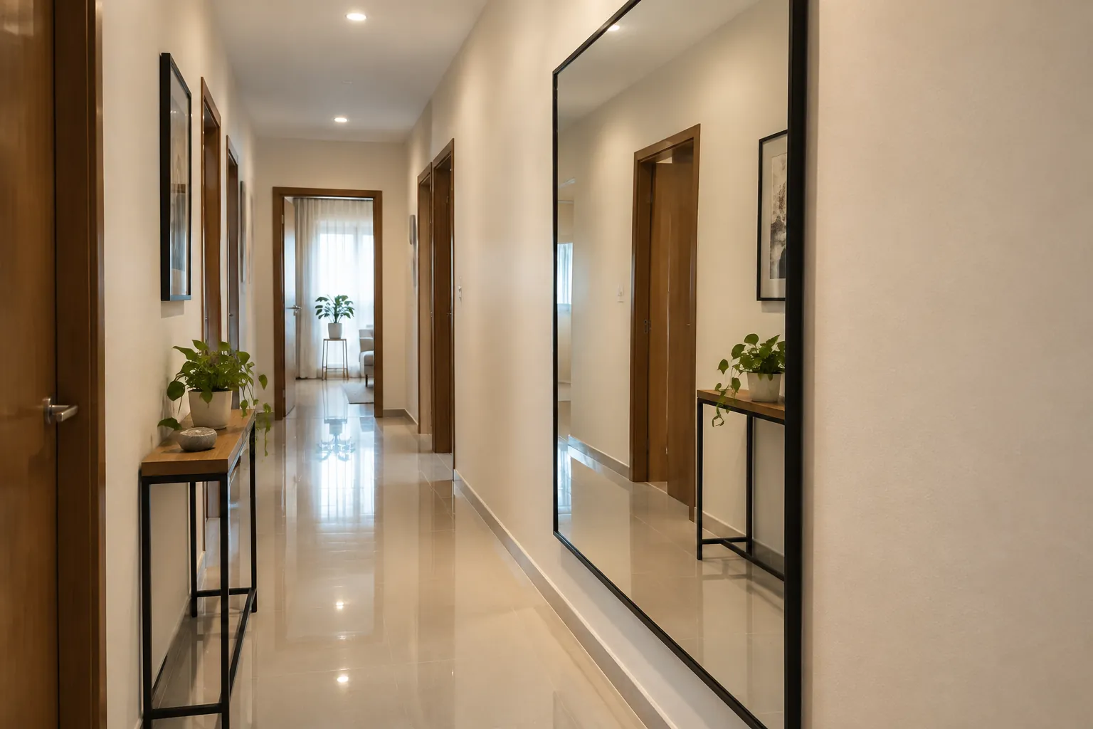 Cermin besar di lorong.