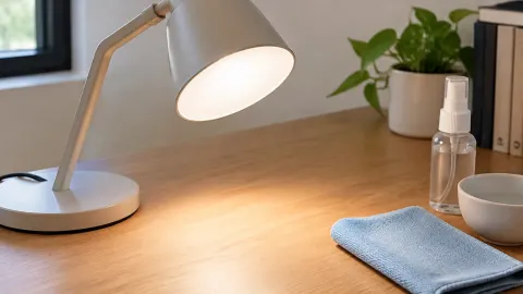 Lampu meja dan perlengkapan pembersih