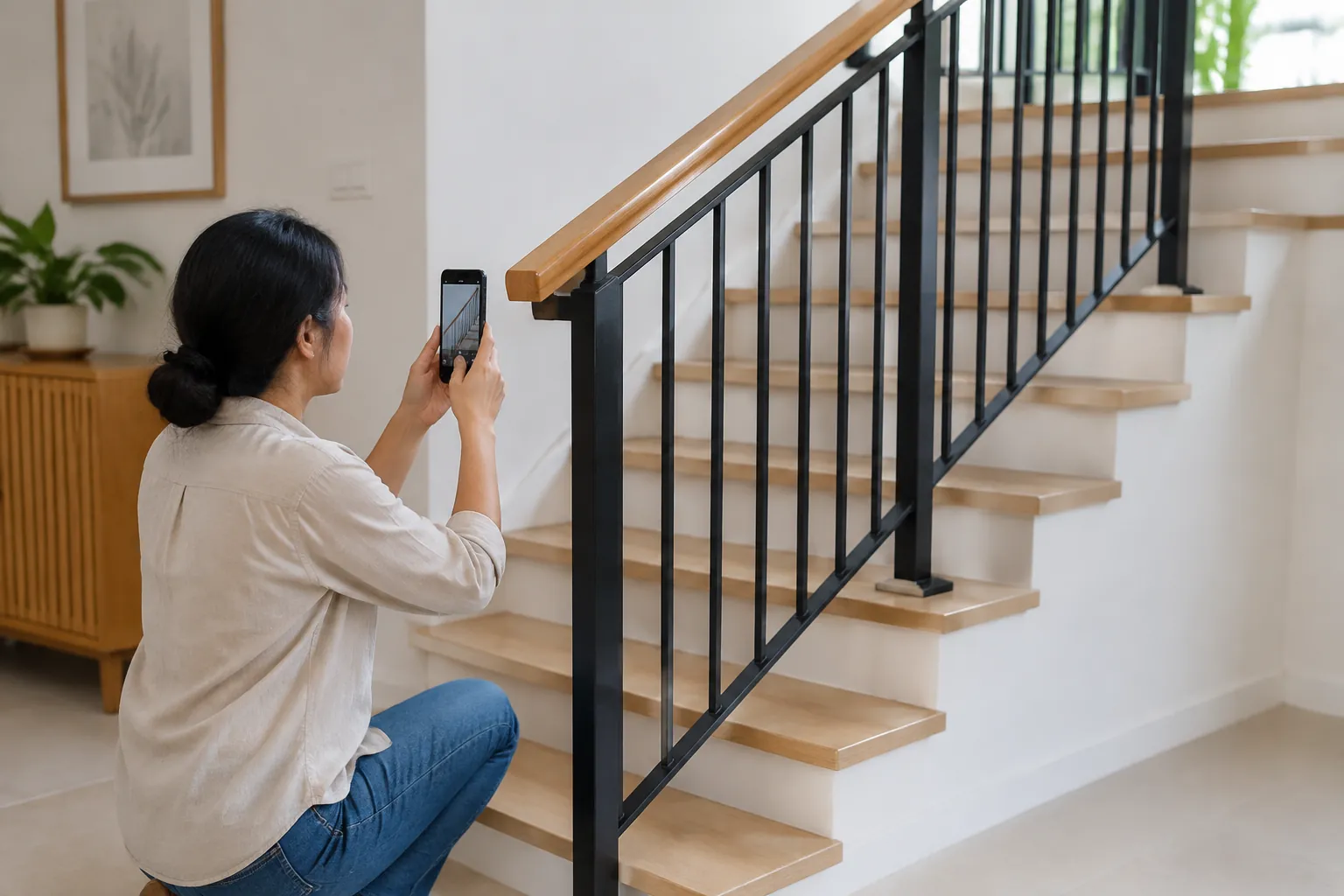 Memotret railing tangga.