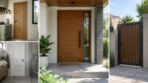 Beberapa jenis pintu pada lokasi berbeda di rumah