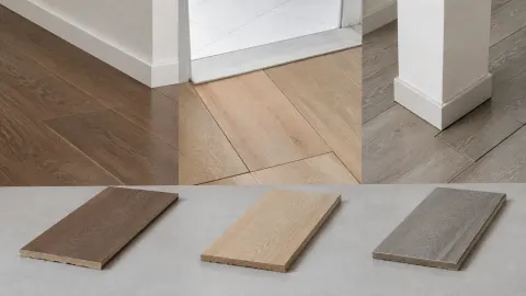 Sampel papan lantai dengan warna dan lebar berbeda