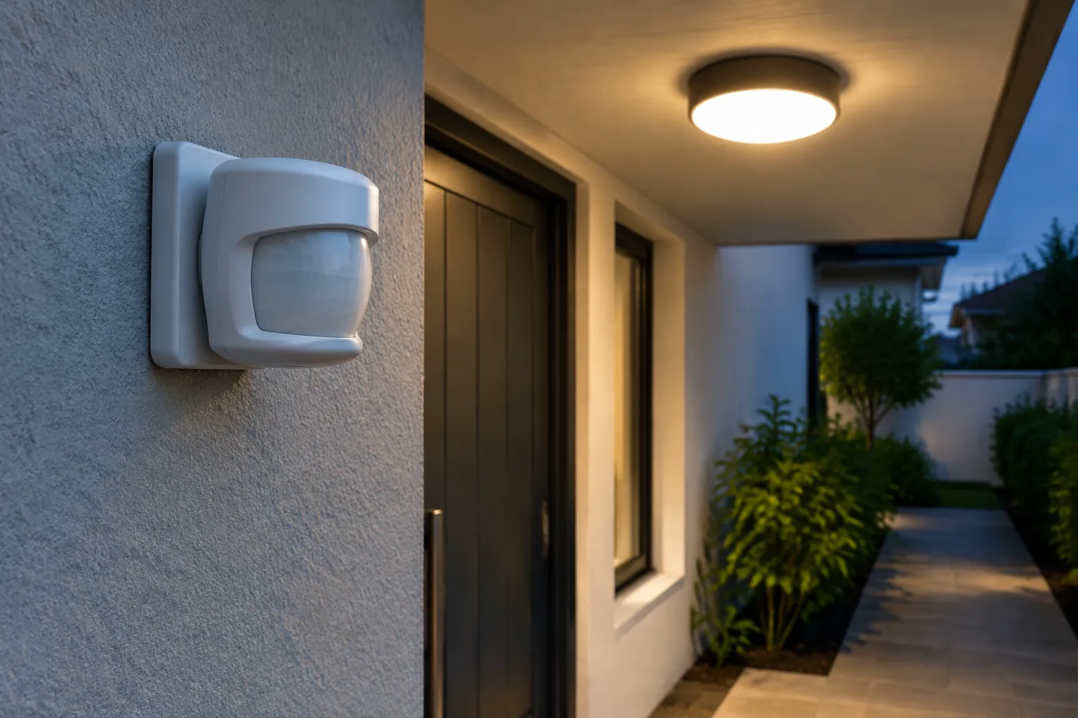 Sensor gerak di dekat lampu luar rumah