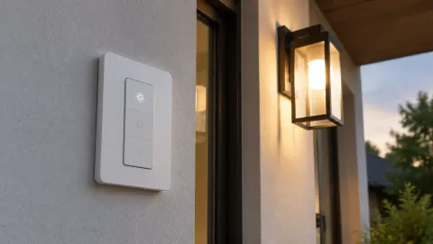 Sakelar dinding di dekat lampu teras rumah