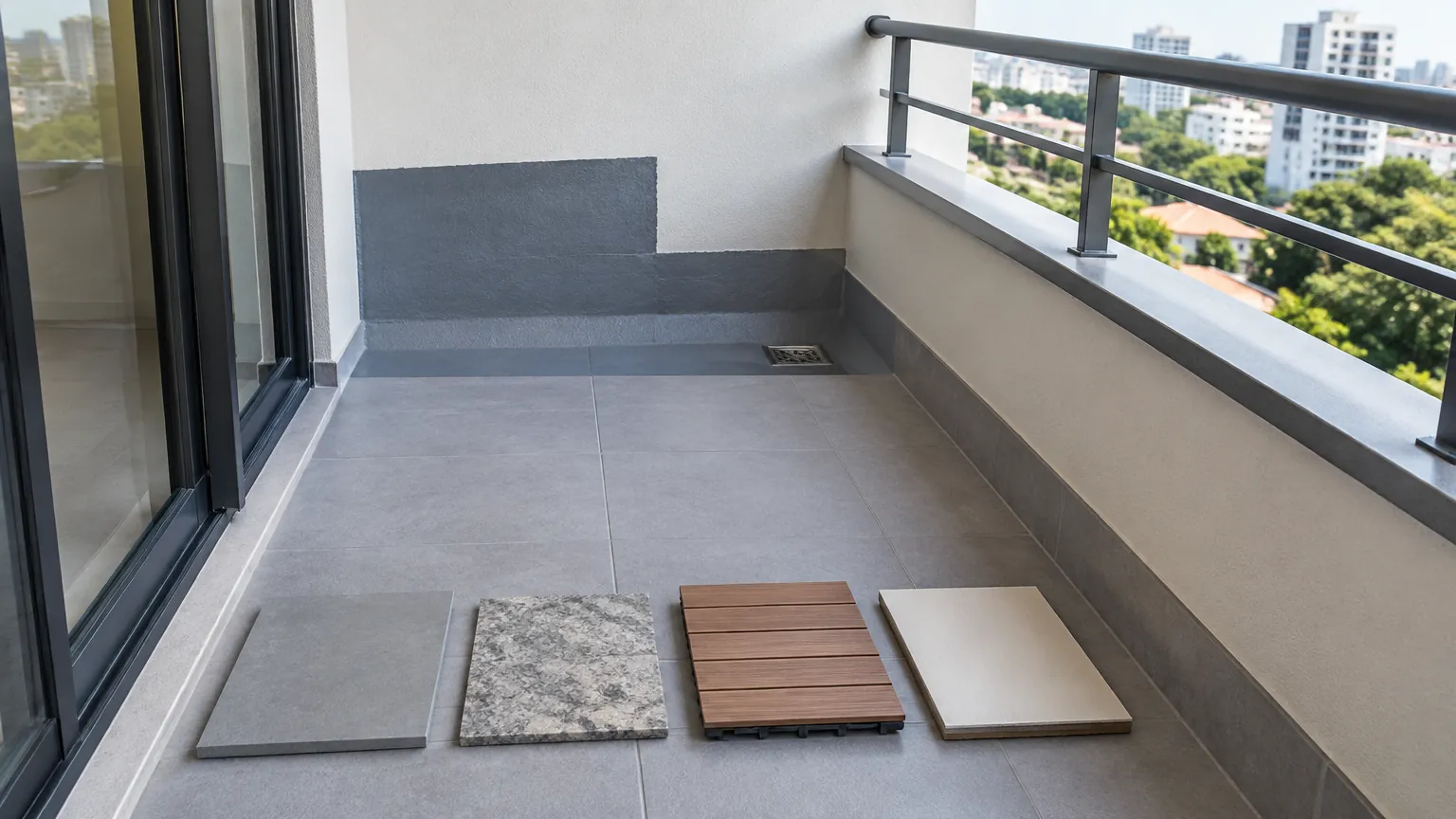 Sampel lantai diletakkan pada balkon kosong