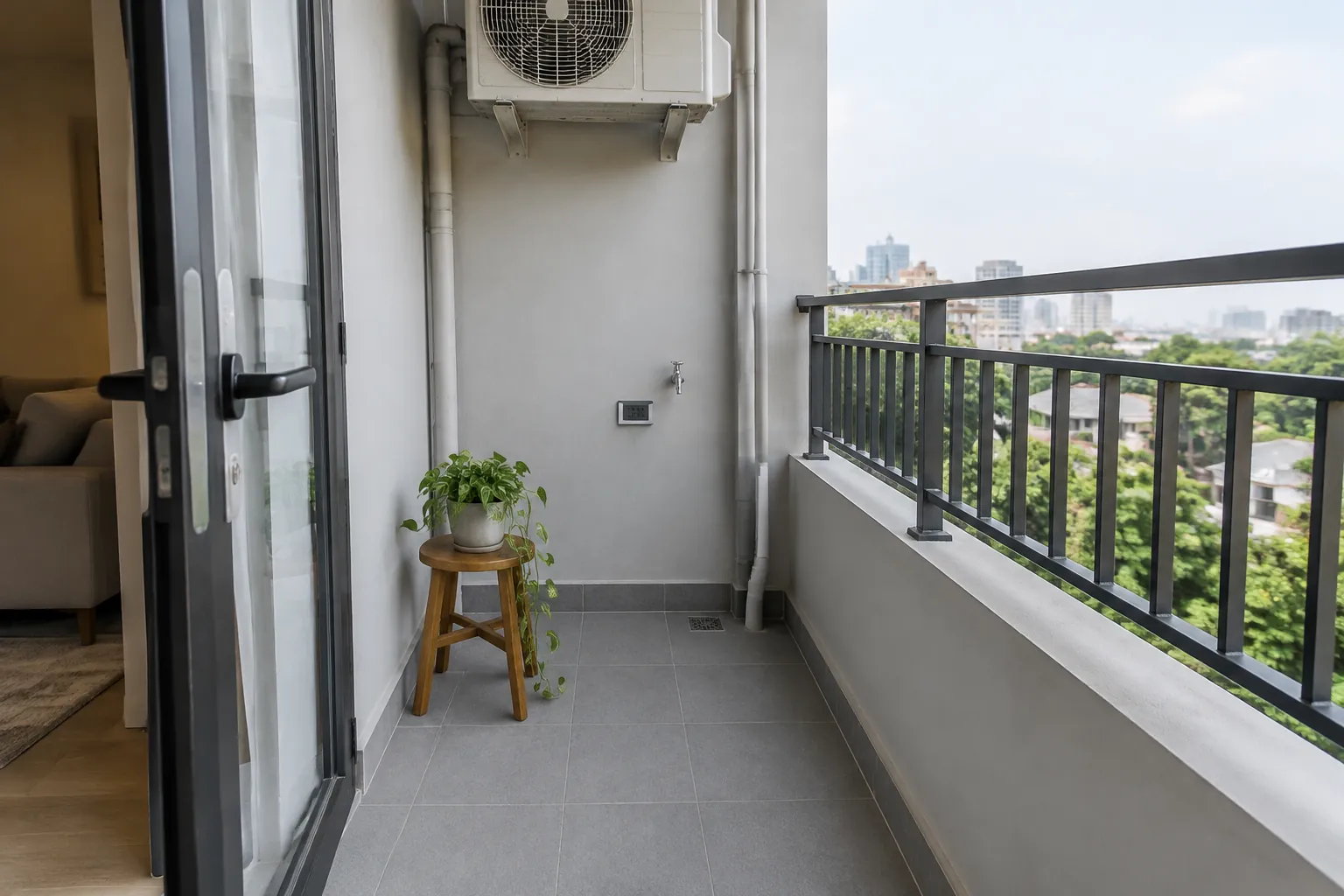 Balkon yang hampir kosong.
