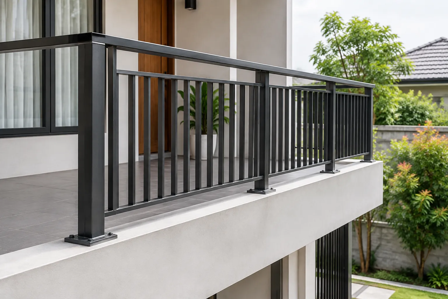 Pagar yang terpasang pada balkon.