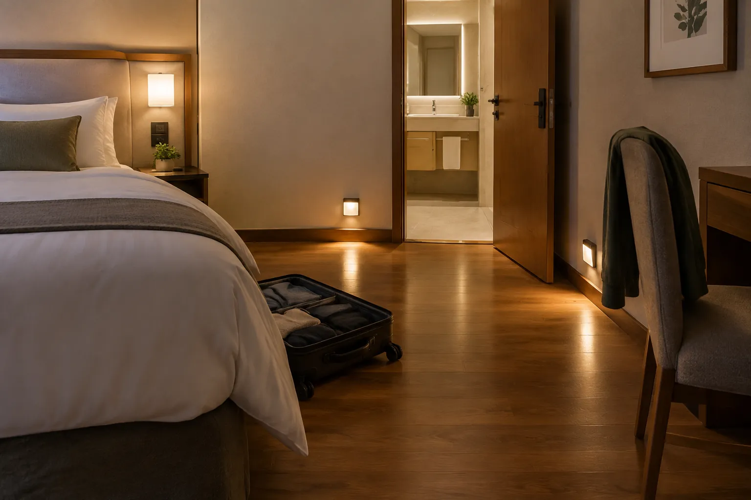 Jalur kamar tidur penginapan menuju kamar mandi