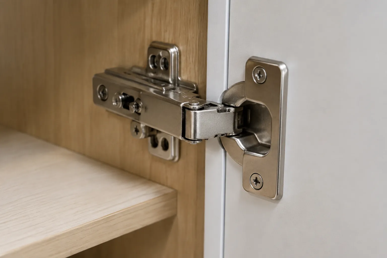 Engsel kabinet logam pada pintu furnitur