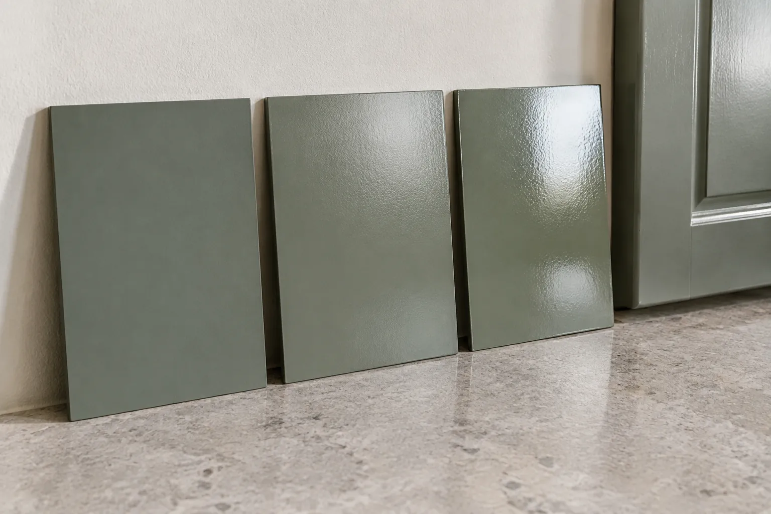 Sampel warna cat satin pada permukaan batu
