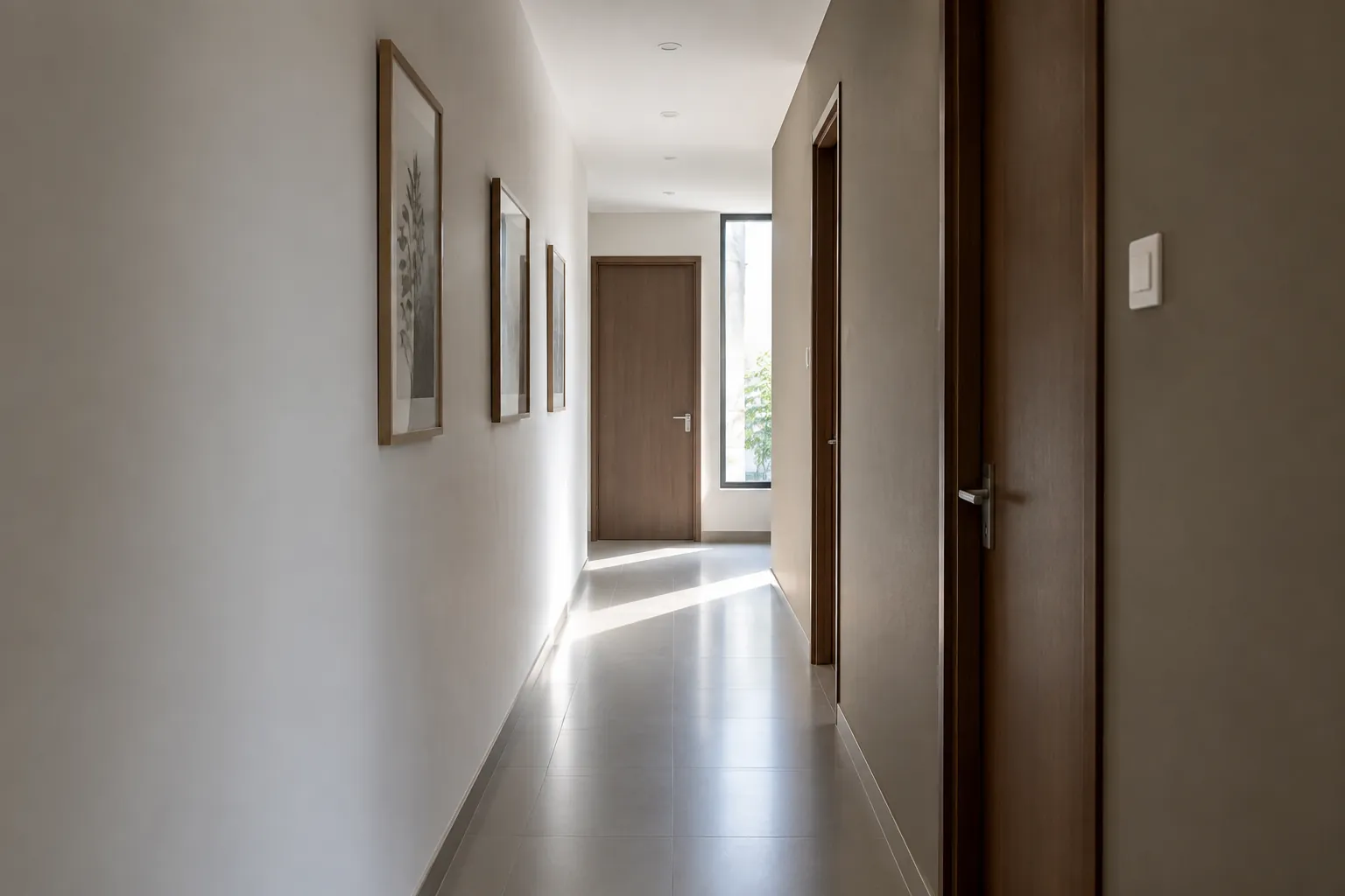 Lorong dengan satu dinding lebih gelap daripada sisi lainnya