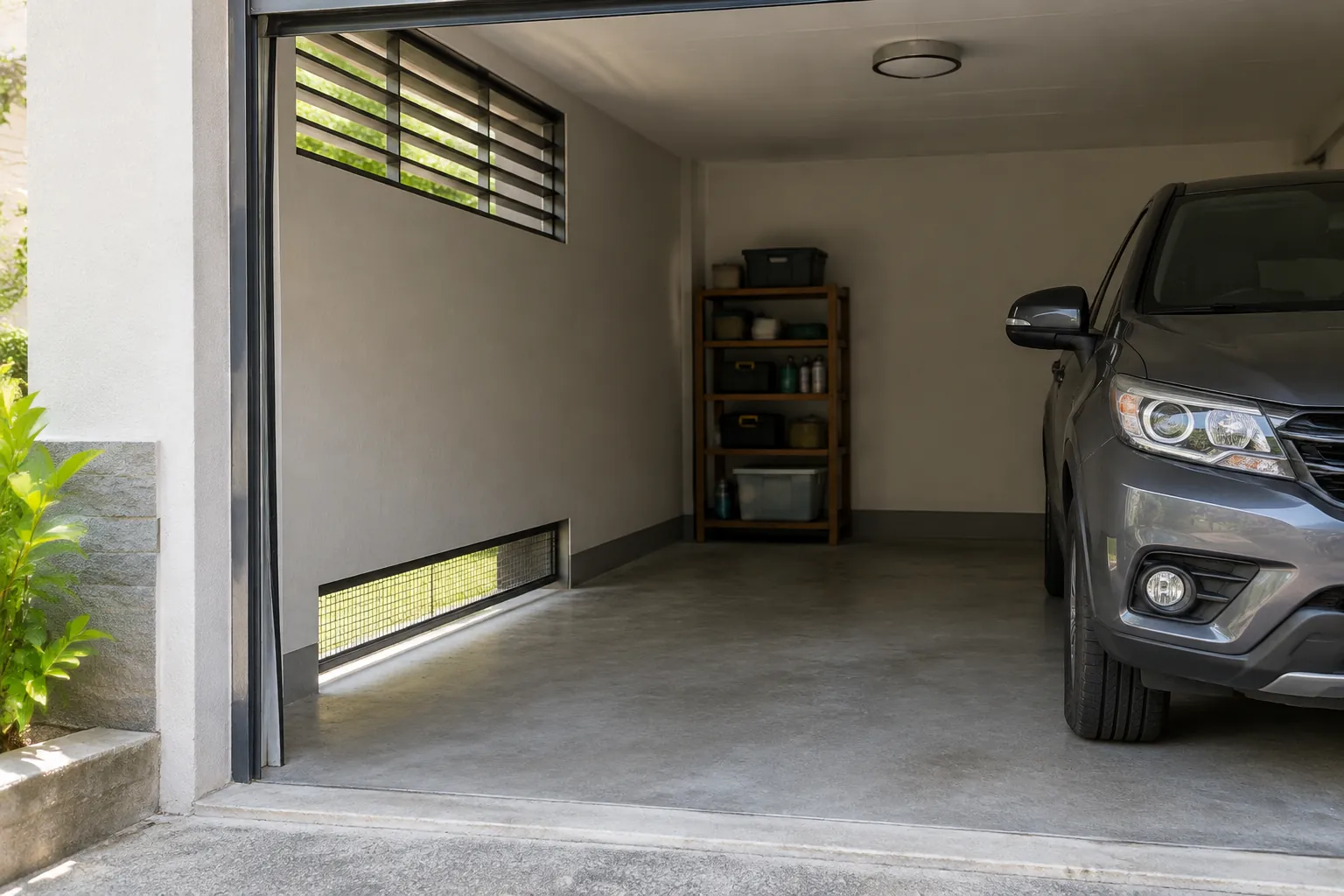 Kisi udara rendah dan tinggi pada garasi rumah