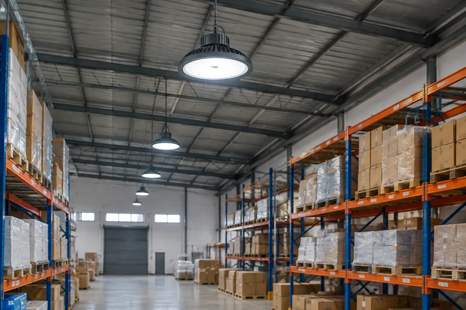 Lampu gudang menyala.