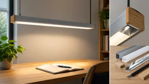 Beberapa bentuk lampu di atas meja kerja