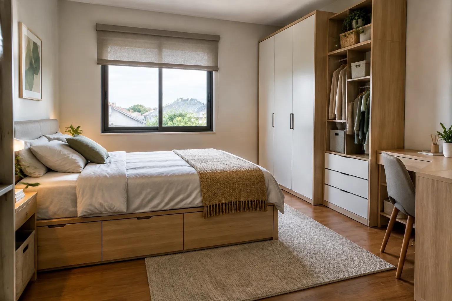 Tempat tidur dengan laci penyimpanan di bawahnya