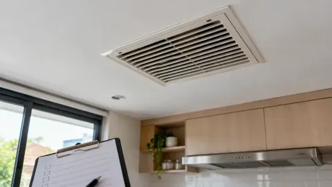 Kisi ventilasi terpasang pada plafon ruang