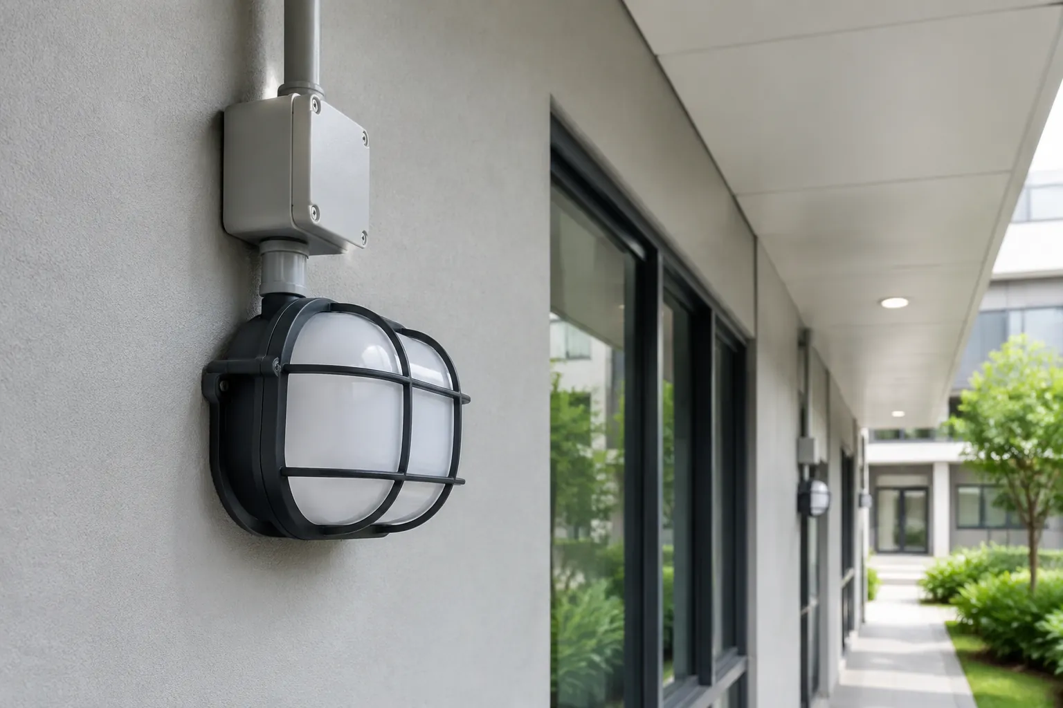 Lampu di koridor luar.