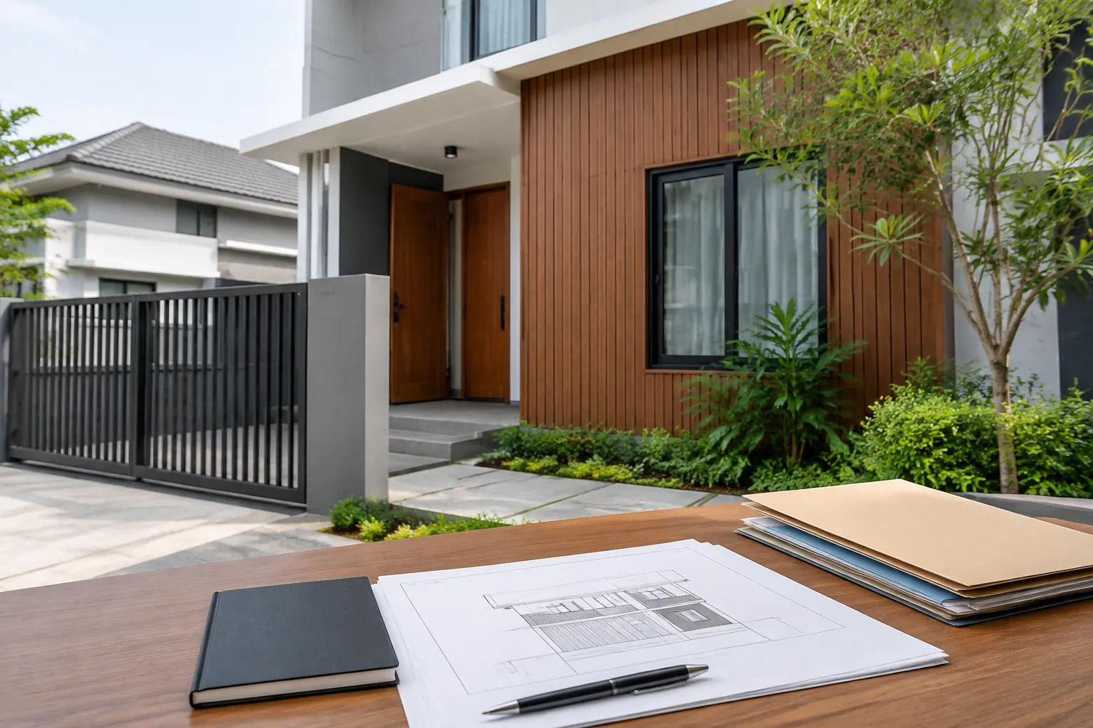 Kerja di depan rumah.