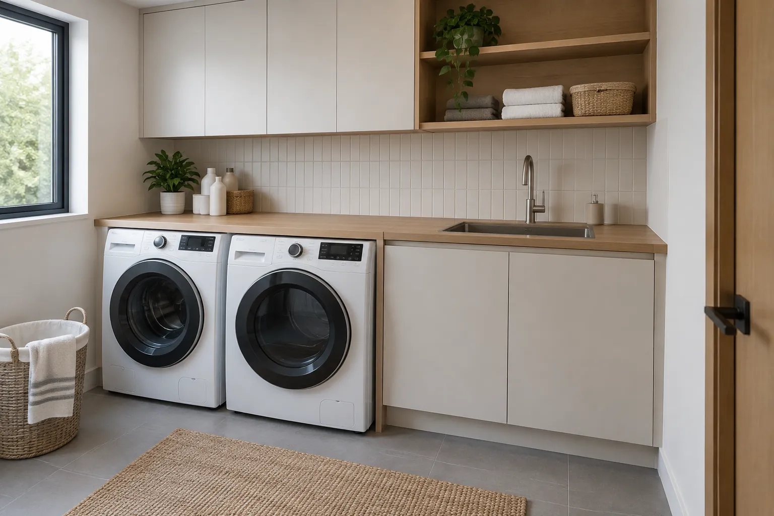 Ruang laundry tertata.
