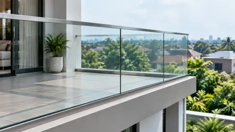 Teras atas dengan pagar kaca bening