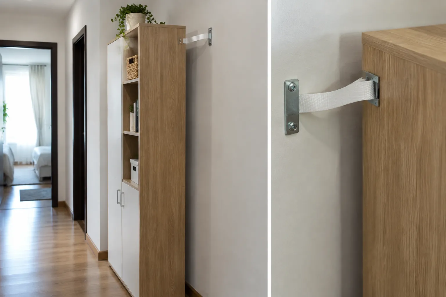 Kabinet tinggi di lorong.