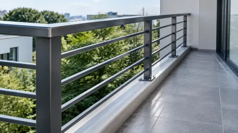 Railing logam pada balkon rumah
