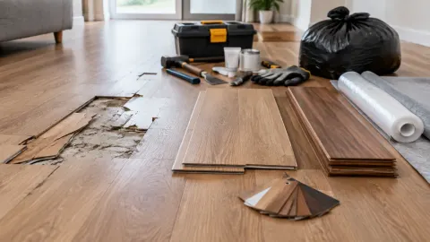 Panel lantai rusak di tengah pekerjaan perbaikan