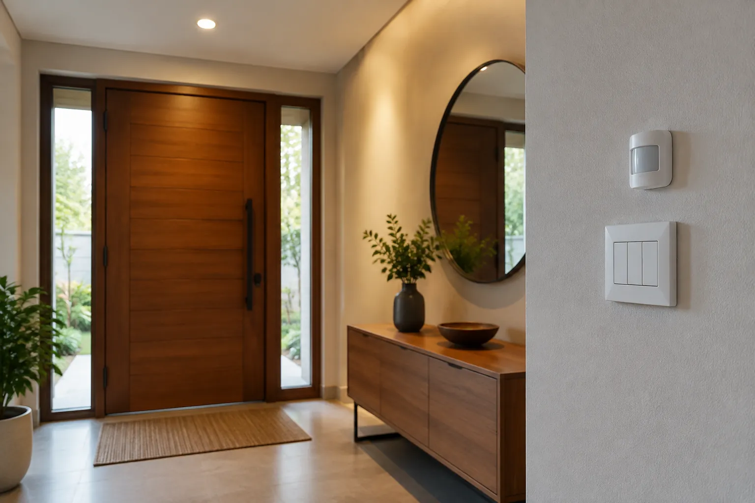 Saklar dan sensor di dekat pintu masuk foyer