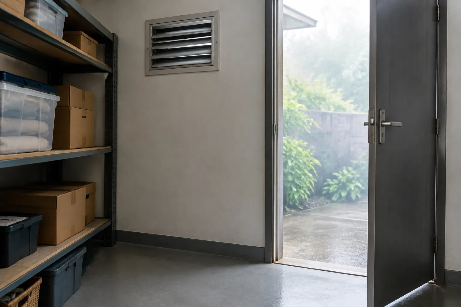 Bukaan pintu dan ventilasi ruang gudang