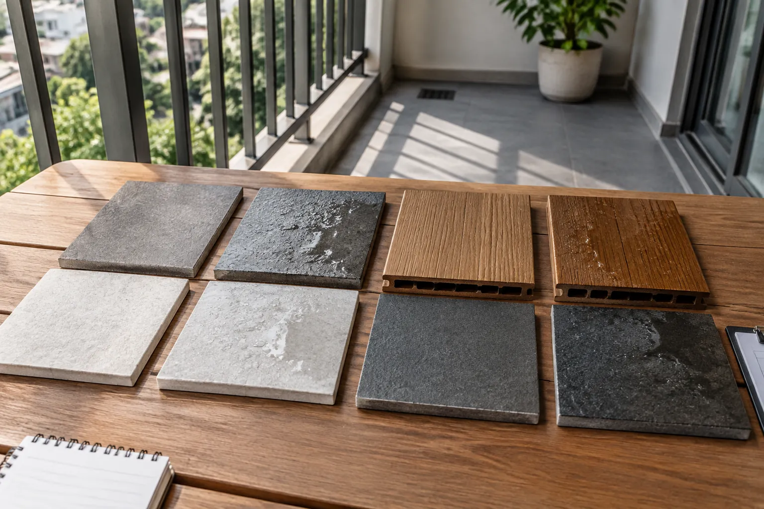 Sampel material lantai balkon diuji dengan air