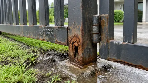 Karat berat pada bagian bawah gerbang logam