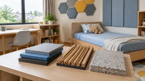 Sampel panel dan bahan permukaan di kamar anak